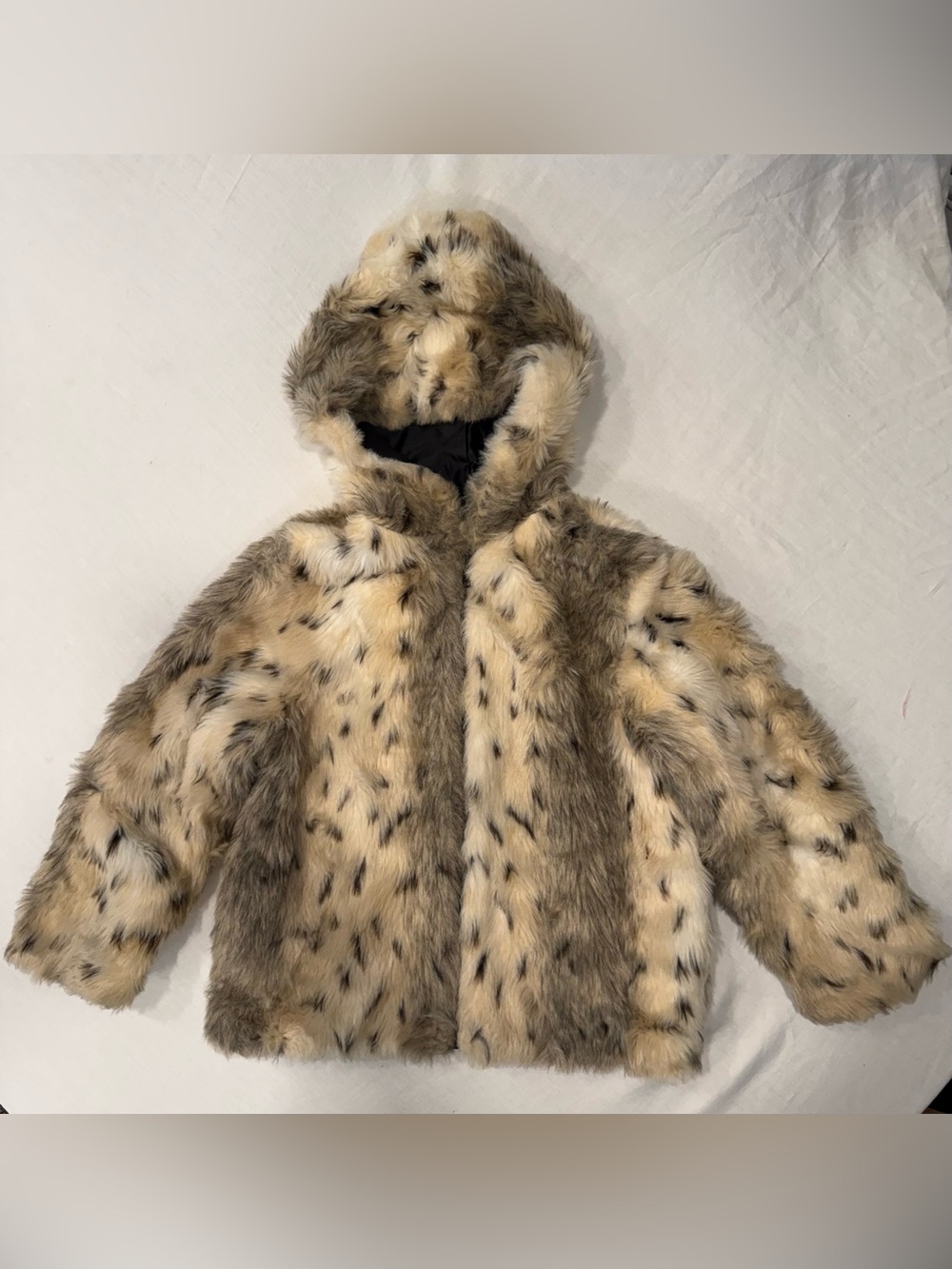 IZZI Kids S. Rothschild Faux Fur Hooded Winter Jacket Coat Size 7/8 EUC